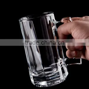 Large Beer Mug/ Glass Shooting Tumbler/ Clear Glass Cup With Handle thumbnail-2