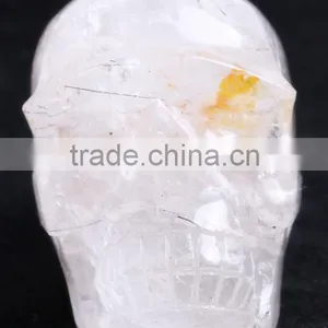 1.95kg Big Tourmaline Rock Crystal Skull for Sale thumbnail-1