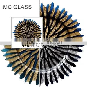 Wholesale Newest Wedding and Home Use Gold Silver Sun Flower Glass Decorative Plate thumbnail-5