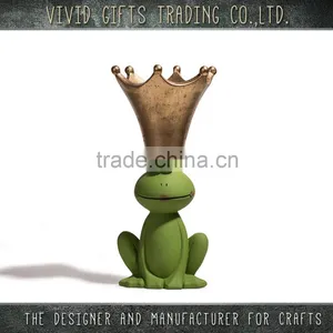 Custom the Likest Ceramic and Porcelain Gold Crown Sitting Frog Holder Garden Decoration thumbnail-2