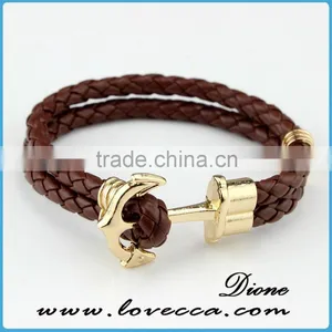 DIY Jewelry Fashion Bracelet Mens Navy Nautical Braided Leather Anchor Bracelet thumbnail-4
