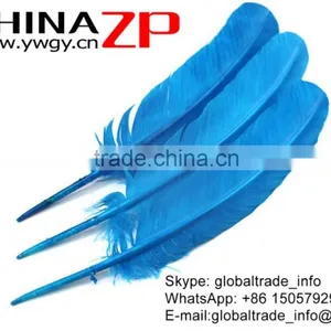 ZPDECOR Wholesale Best Selling Feather Size From 30cm-35cm Dyed Turquoise Blue Solid Color Turkey Wing Feathers thumbnail-4
