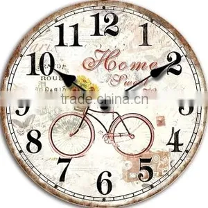 Antique Clock Wall Decorative Bicycle Painting Craft Clock thumbnail-1
