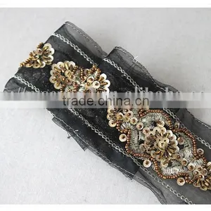 High Quality Embroidery Gold Thread Garments Accessories Decorative Beaded Trim thumbnail-6