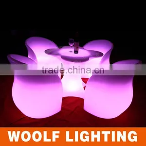 Popular Four-leaf Clover Shape Illuminated Restaurant and Coffee Shop Used Glowing LED Light Up Coffee Table thumbnail-1