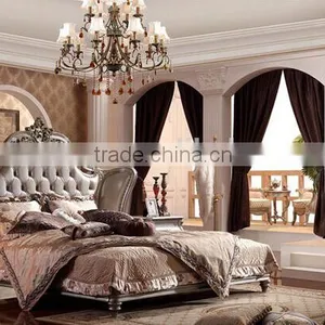 European Style Wood Carved Bed, Elegant and Royal King Size Bed, Luxury Bedroom Furniture Set (BF01-ML012) thumbnail-1