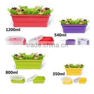 Silicone Outdoor Food Box Silicone Collapsible Outdoor Food Box Silicone NON Leaking Food Box thumbnail-1