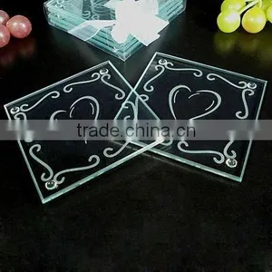 Tableware Engraving Heart Pattern Glass Coaster thumbnail-1