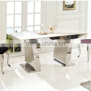 TH362 Hot Sale White Marble Top 6 Seater Dining Table thumbnail-2