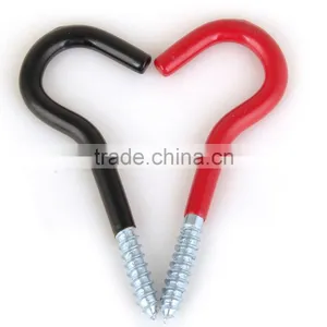 Black All Purpose 6X4 Inch Vinyi Coated Garagr Screw Hooks (pack of 2) thumbnail-3