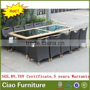 Teak Wood Furniture 10 Seater Large Wooden Dining Table Set thumbnail-1