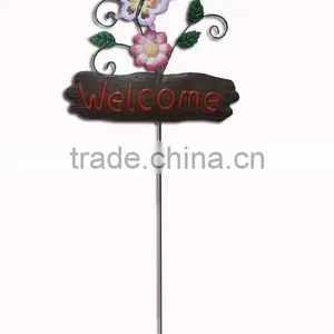 YS11668 Butterfly on the Flower Metal Yard Art Stick Made in Xiamen With Size 11.25X1X32.5" thumbnail-1