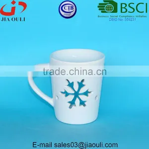 Fashion Design Cup Shape White Ceramic Aroma Diffuser Lamp, Christmas Oil Burner thumbnail-2