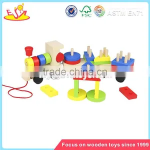 Wholesale Top Sale Multifunction Pulling Train Toy Stylish Wooden Pull Train Toys W05C008 thumbnail-1