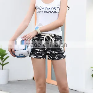 Custom Women Green Camouflage Cotton Hot Shorts Summer High Waisted Board Shorts thumbnail-3