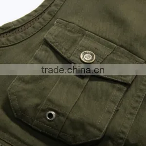 Fashion Mens Zip up no Collar Fishing Vest thumbnail-5
