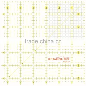 Kearing China Factory Direct Sell Transparent Plastic Patchwork Acrylic Ruler ( 6.5'' * 6.5'' ) & Quilt Sew Ruler # KPR65D thumbnail-1