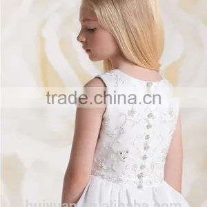 Cute White Beaded Baby Gown Halter Girls Birthday Dresses thumbnail-2