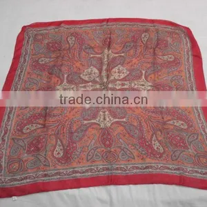 Printed Red Silk Scarf thumbnail-1