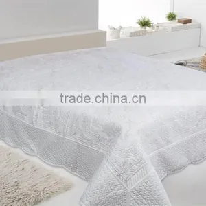 Microfiber White Embroidery Quilts Bedspreads thumbnail-1