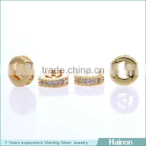 Round Flat Gold Sterling Silver Spacer in Bracelet Necklace Making thumbnail-1