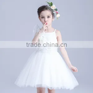 2017 White Rose Tulle Dress Women Kids Sequin Two Spaghetti Strap Dresses thumbnail-1
