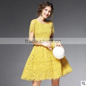 F20046A High Quality Women Elegant Dress Wear High Waist Bodycon Lace Dress thumbnail-1