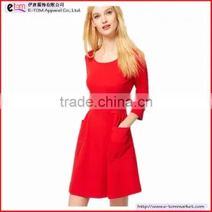 2013 Red Shift Dress With Round Neck SX10001 thumbnail-1