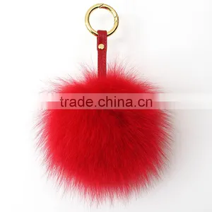 Myfur Cute Lady Bag Charm Rose Color Genuine Fox Fur Pompom Keychain thumbnail-2