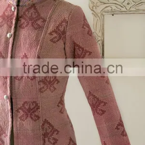 Vintage Kantha Long Accent Jacket in Dirty Pink ~ Medium thumbnail-2