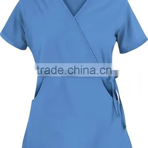 Women's Solid Mock Wrap Top With Side Tie thumbnail-1