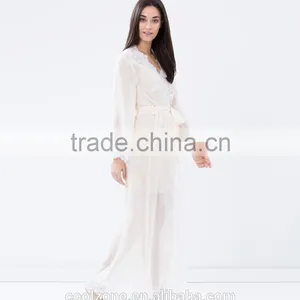 Sexy Relaxed Fit Tie-up Front Sheer Lace Bath Robe for Women thumbnail-2