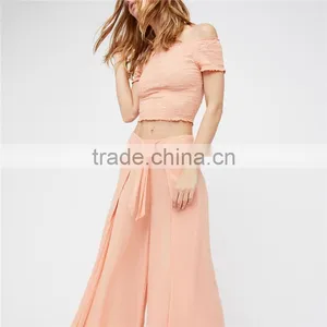 Fancy Wide Trousers Solide Color Dress Pants for Women Panama Sets thumbnail-2