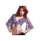 Wrap Design Easy Wear Flared Sleeve Belly Dancing Tops Costumes With Leopard Print thumbnail-1
