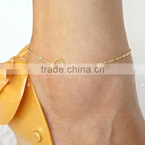 Women Gold Plated Simple O Ring Circle Anklet Barefoot Chain Jewelry thumbnail-1