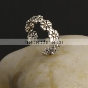 Vintage Silver Plated Anel Flower Finger Foot Midi Ring Footwear Rings Jewelry thumbnail-2