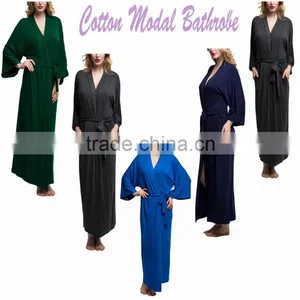 Cheap 100% Cotton Plain Extra Long Women Bathrobe thumbnail-1