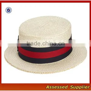 Unisex Economy Paper Straw Sailor Hat Cheap Fashion Boater Hat With Brim Bowknot thumbnail-4