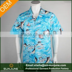 Skyblue Wholesale Cotton Men Aloha Shirt Hawaiian Shirts thumbnail-1