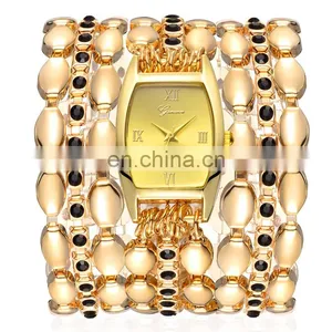 2017 New Arrival Fashion Gold 3 Rolls Chains Women Bracelet Watch Fancy Landies Watches thumbnail-3