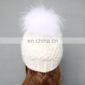 White Solid Color Ladies Girls Winter Hats Wool Blen Beanies thumbnail-4
