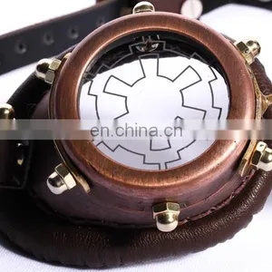 Steampunk Pilot Style Goggles With Cogwheel Screenprint Clear Glass thumbnail-3