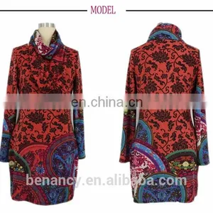 African Kitenge Dress Designs Double Layered Ikat Print Ladies Neck Design Tunic thumbnail-4