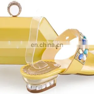 Yellow Nude Lady Dress Shoes Crystal Wedding to Match 2015 thumbnail-2