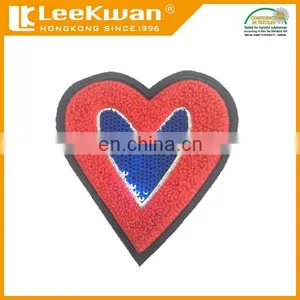 Red Heart Shape Sequin Chenille Embroidery Patch, Shiny Sequin Heart Patch,heart Designs Embroidery Patch thumbnail-1