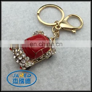 Custom Diamante Red Car Keychain Set Drill Gold Chain Keyring thumbnail-2
