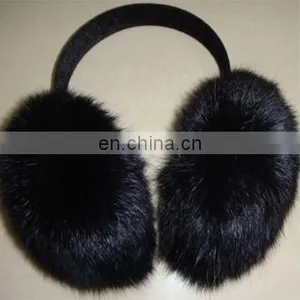 Black Color Real Rabbit Fur Ear Warmers thumbnail-1