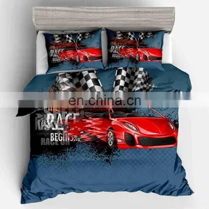 Chinese Decorative Turkey Egyptian Indian Boys Kids Cartoon Cars Bed 3D Bedsheet Bedding Set With Quilt Cover In Bulk thumbnail-1