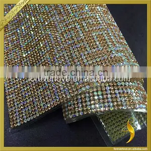 Wholesale Dmc Rhinestone Mesh ab Crystal Trimming Korean Hotfix Rhinestones Banding FRM-213 thumbnail-3