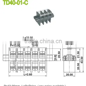Pitch 13.0mm 600V 40A Any Poles Available Perforation Terminal Blocks Through Panel Terminal Connectors thumbnail-2